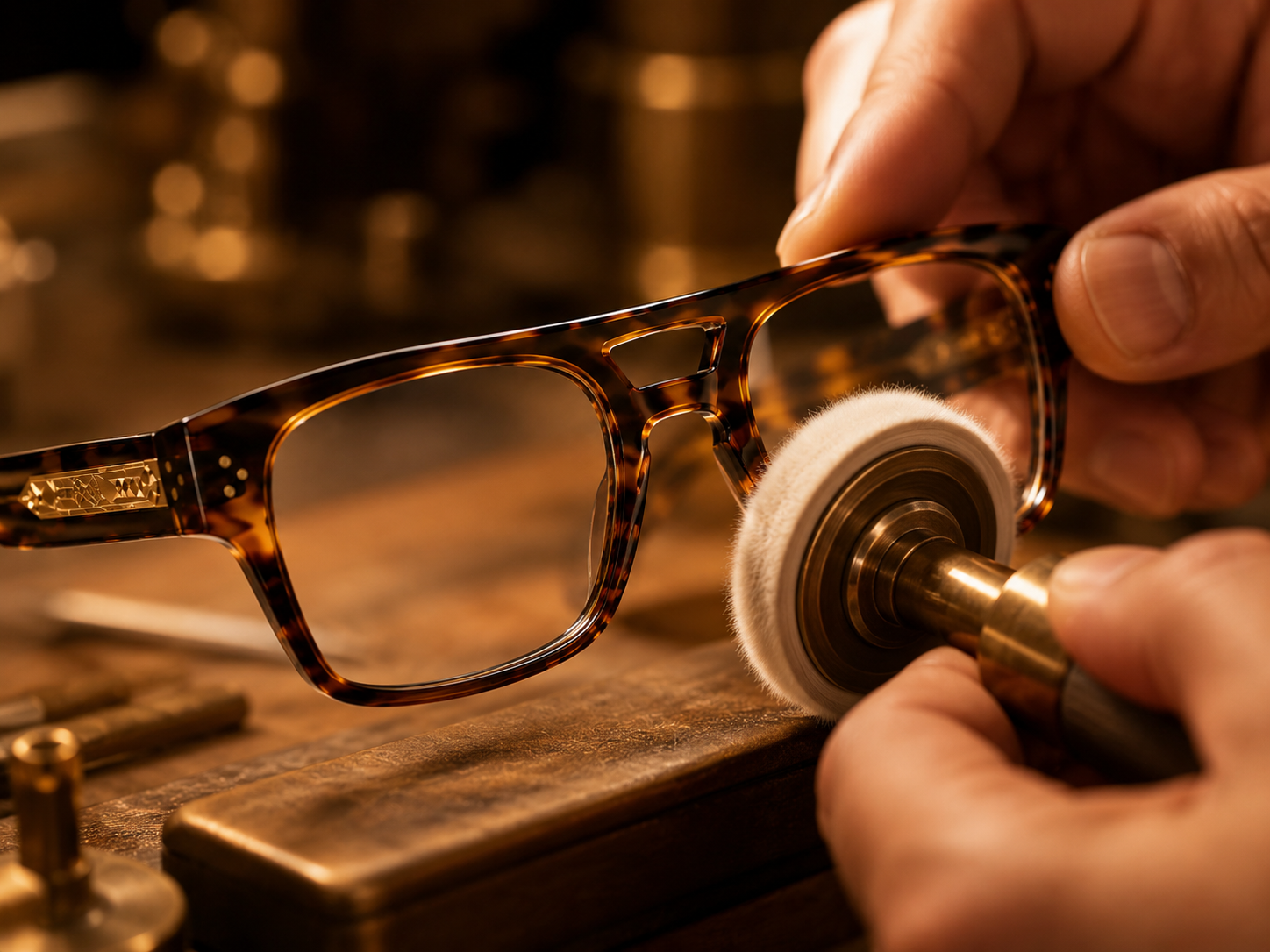 Hand polishing acetate frame